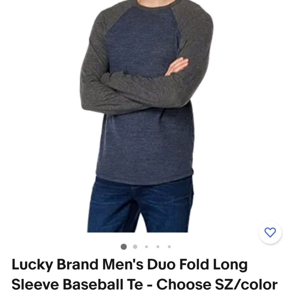 Lucky Brand Men's Duo Fold Long Sleeve Baseball Te - Choose SZ/color